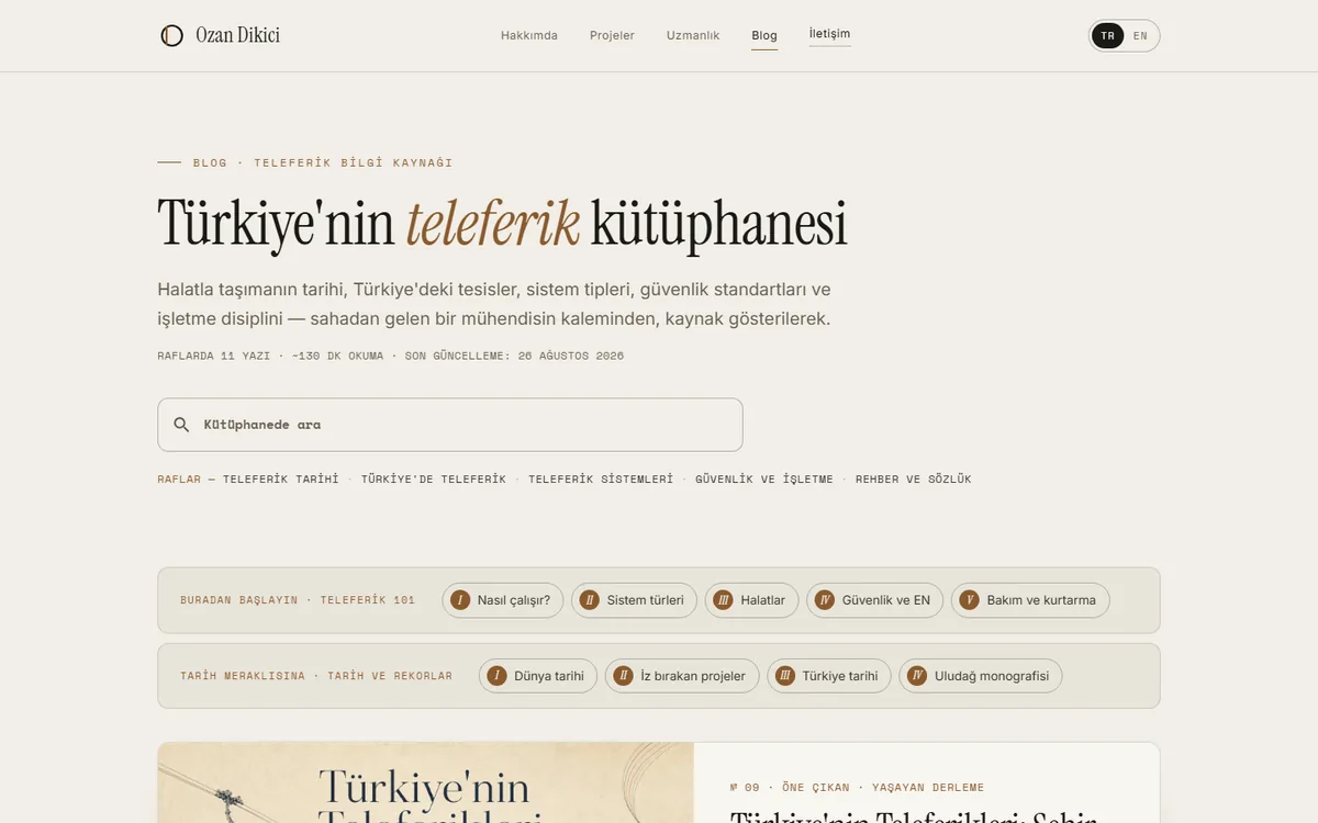 Teleferik Blog sitesinin ekran görüntüsü