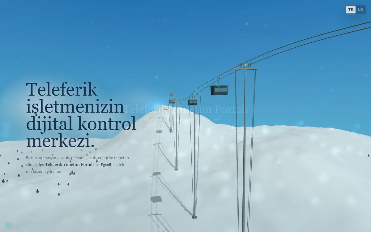 Teleferik Yönetim Portalı sitesinin ekran görüntüsü